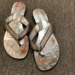 Silver Tory Burch sandals, never worn brand new